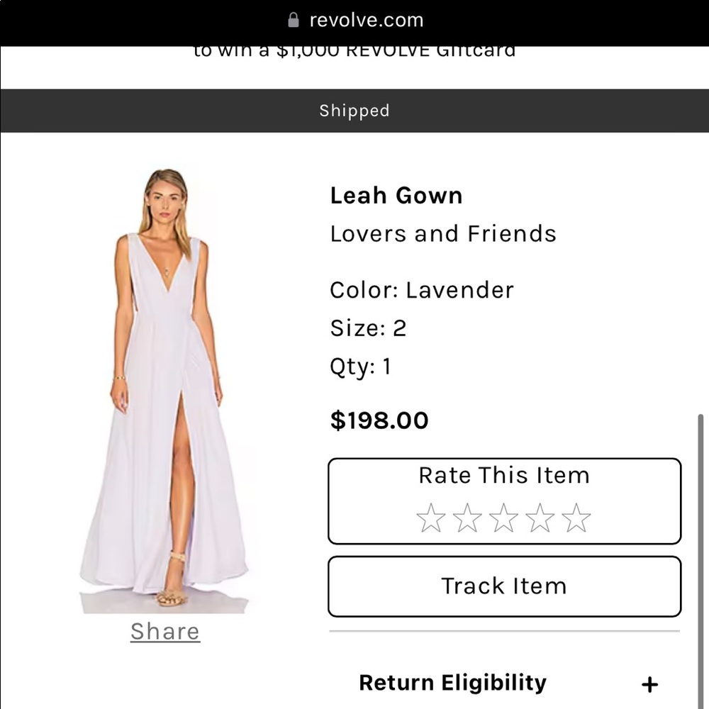 Lovers + Friends Leah Lilac Gown - Size 2